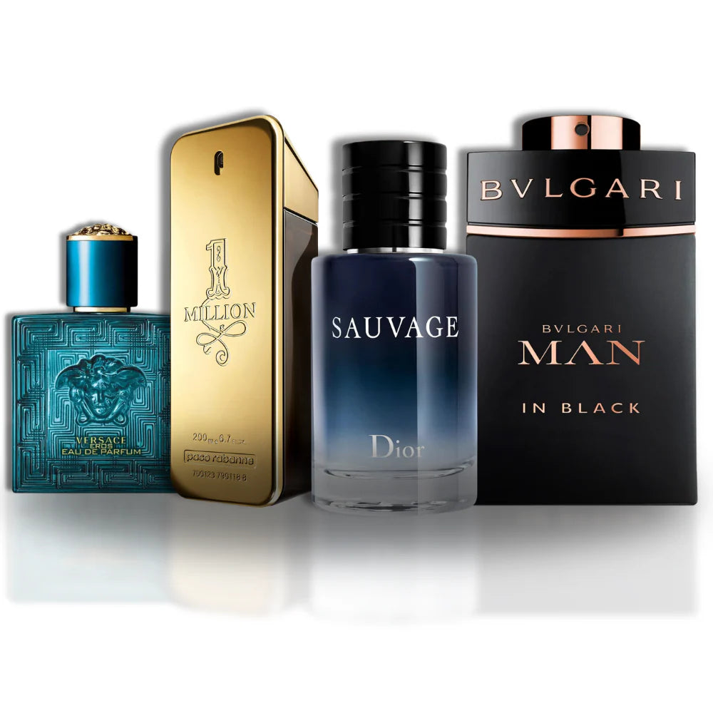 KIT: Eros Versace + One Million Paco Rabanne + Bvlgari Man in Black + Sauvage Dior 100ML